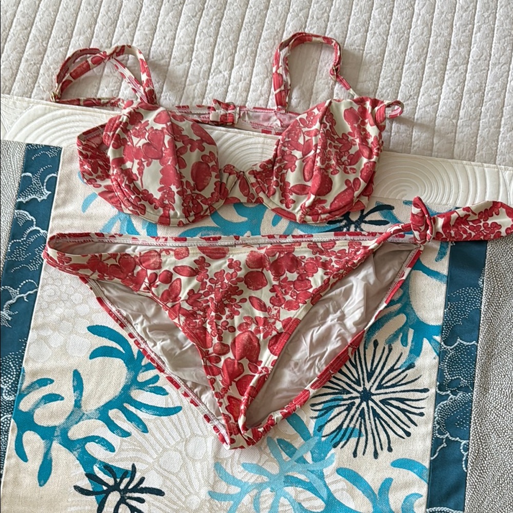 Tory Burch Red Floral Bikini